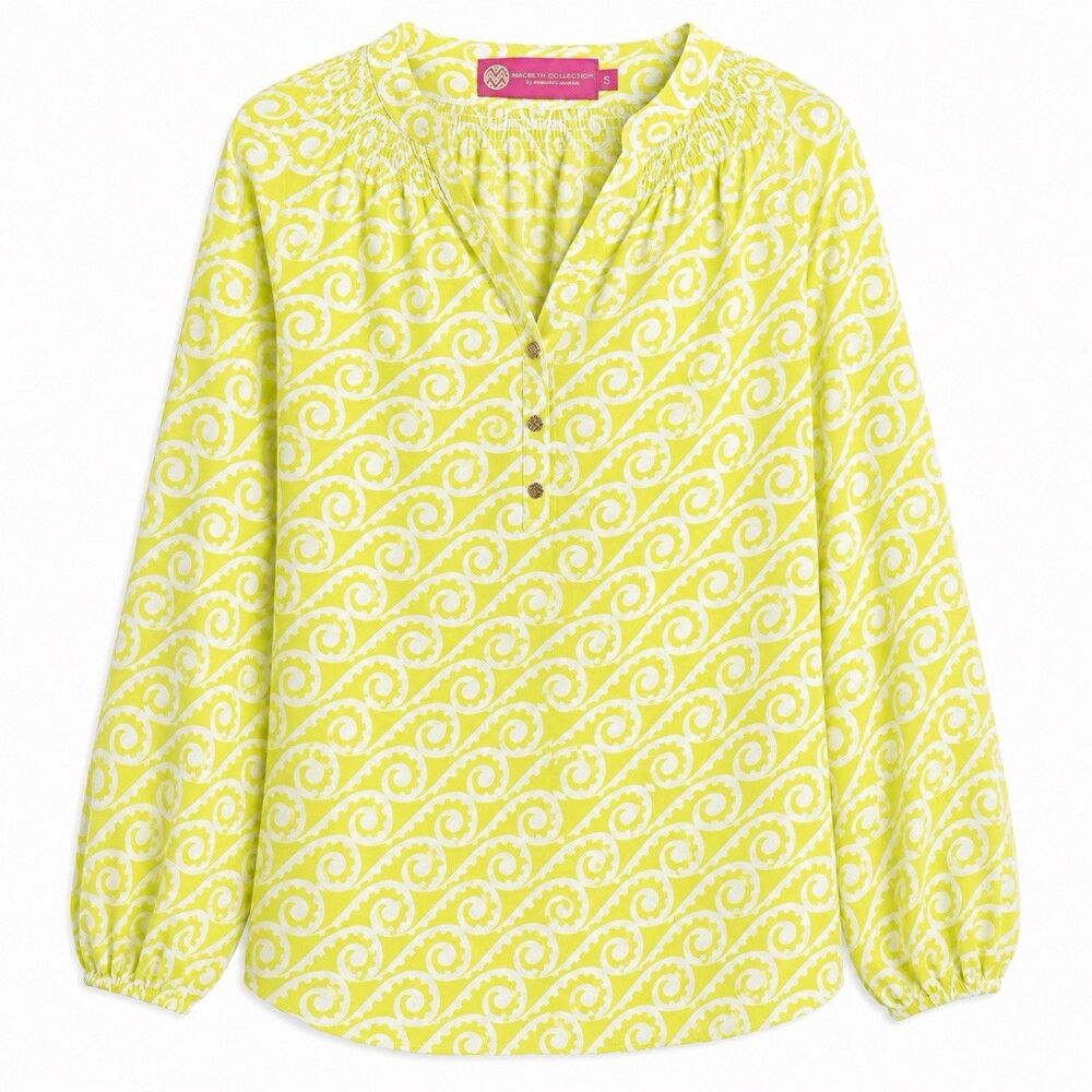 Macbeth Collection By Margaret Joseph Long Sleeve Half Button Blouse Size Small
